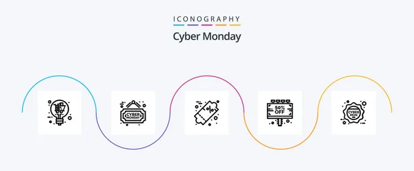 Cyber Monday Line Icon Pack Including Discount Offer Price Discount — Stockvektor