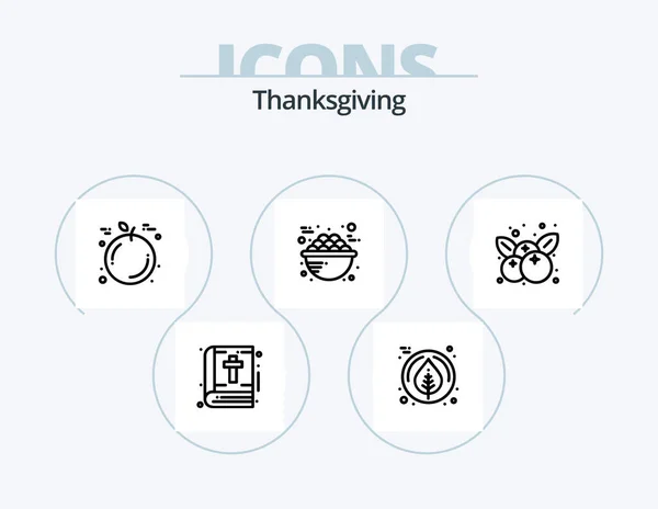 Thanksgiving Line Icon Pack Icon Design Food Light Leaf Candle — Image vectorielle