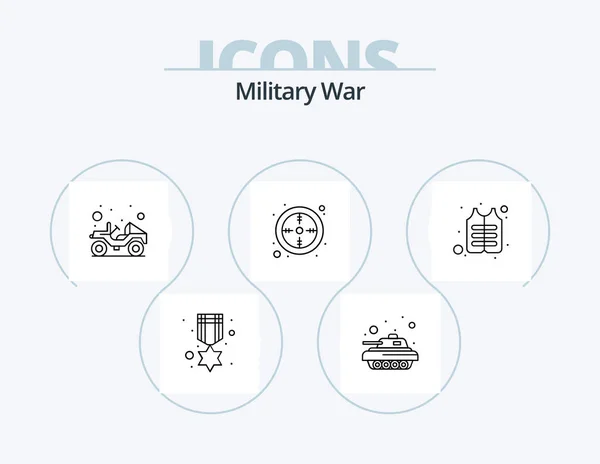 Military War Line Icon Pack Icon Design Army Dog Tag — Διανυσματικό Αρχείο