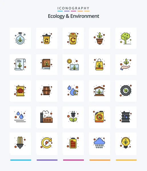 Creative Ecology Environment Line Filled Icon Pack Leaf Tree Nature — Archivo Imágenes Vectoriales