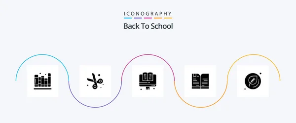 Back School Glyph Icon Pack Including School Education Online Note — Archivo Imágenes Vectoriales