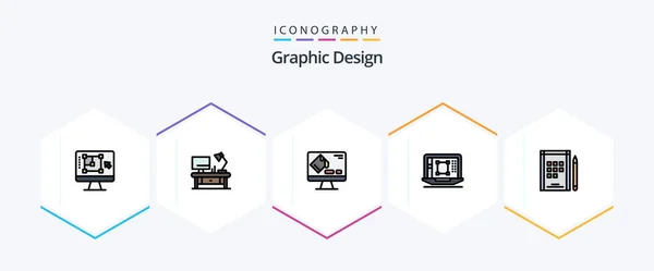 Graphic Design Filledline Icon Pack Including Increase Designing Tool Business — Archivo Imágenes Vectoriales