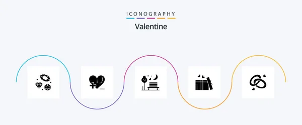 Valentine Glyph Icon Pack Including Moon Love Love Day Valentine — Stockový vektor