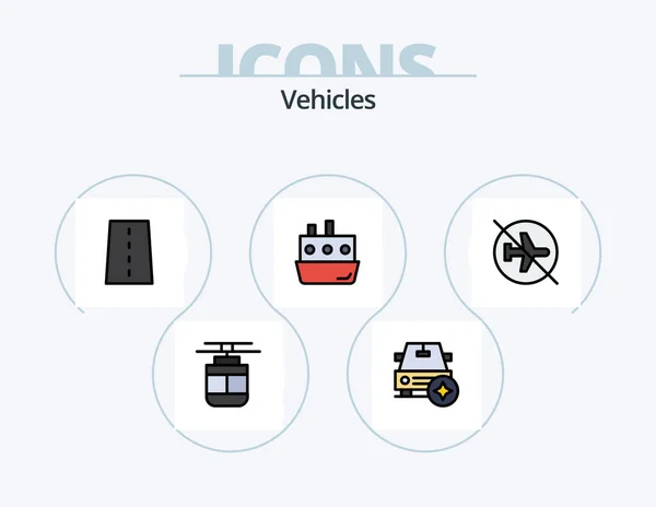 Vehicles Line Filled Icon Pack Icon Design Car Traffic Done — Wektor stockowy
