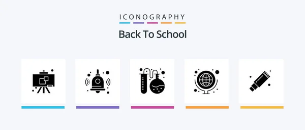 Back School Glyph Icon Pack Including Stationary Remover Back School — Stock Vector