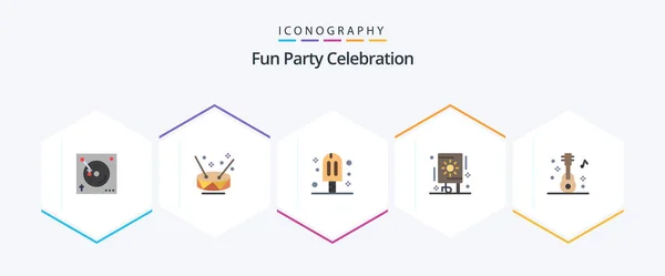 Party Flat Icon Pack Including Guitar Party Carnival Fireworks Celebration — Vetor de Stock
