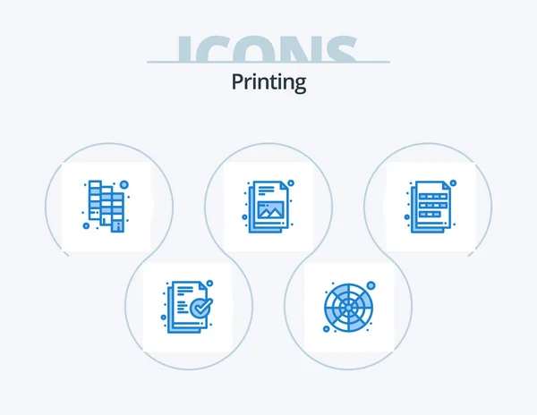 Printing Blue Icon Pack Icon Design Imaging Extension Catalog Color — Vettoriale Stock