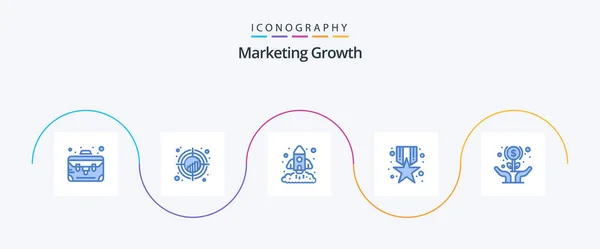 Marketing Growth Blue Icon Pack Including Reward Business Medal Startup — 图库矢量图片