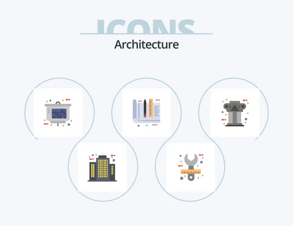 Architecture Flat Icon Pack Icon Design Ruler Design Stationery Architect — Vetor de Stock
