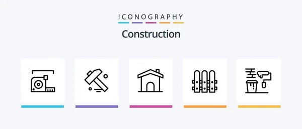 Construction Line Icon Pack Including Construction Home Build Tool Creative — 图库矢量图片