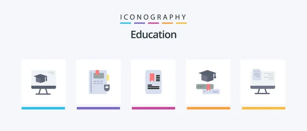Education Flat Icon Pack Including Online Файл Tag Компьютер Образование — стоковый вектор