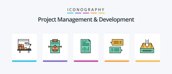Project Management Development Line Filled Icon Pack Including Remarks Concept — Stockvektor