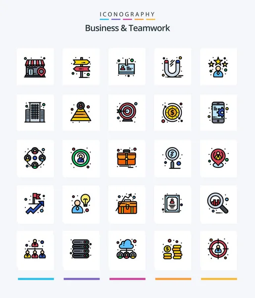 Creative Business Teamwork Line Filled Icon Pack Star Bookmark Person — Wektor stockowy