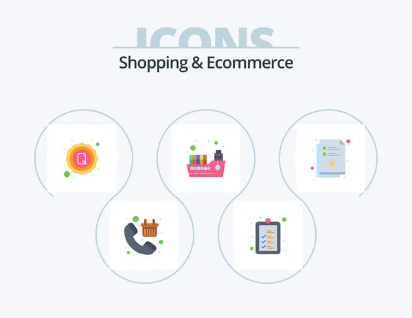 Shopping Ecommerce Flat Icon Pack Icon Design Time Sea Shipping — Stockový vektor