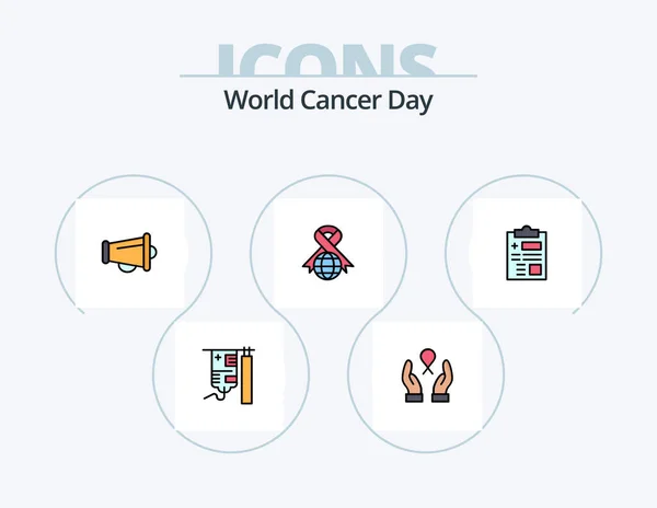 World Cancer Day Line Filled Icon Pack Icon Design Favorite — Wektor stockowy