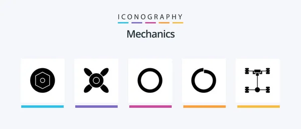 Mechanics Glyph Icon Pack Including Bolt Mechanics Car Creative Icons — Vector de stock