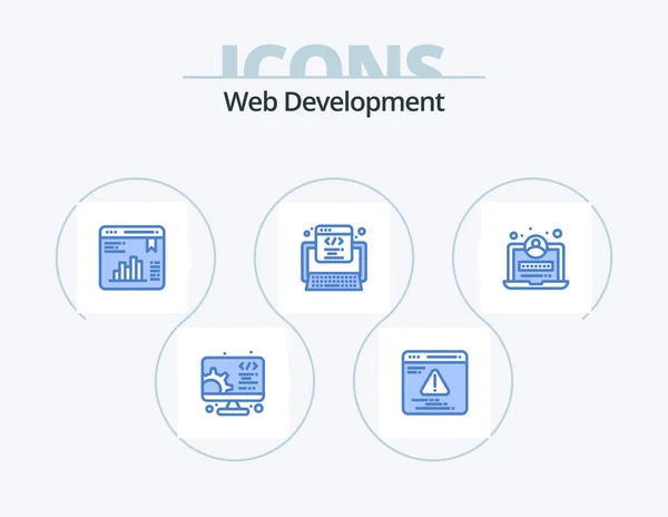 Web Development Blue Icon Pack Icon Design Login Development Data — Vettoriale Stock
