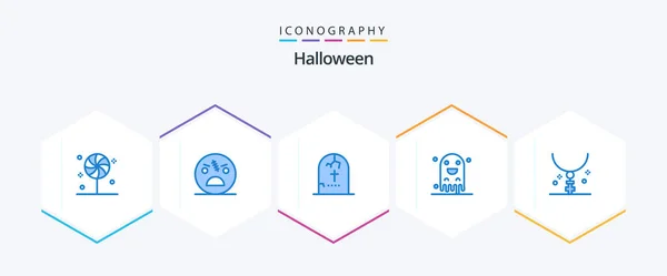 Halloween Blue Icon Pack Including Scary Halloween Zombie Ghost Horror — Stockvector