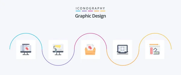 Graphic Design Flat Icon Pack Including Book Enhance Document Designing — 图库矢量图片