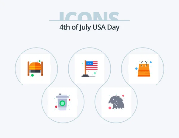 Usa Flat Icon Pack Icon Design Packages Bag Saloon Usa — Stock Vector