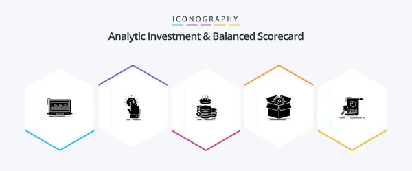 Analytic Investment Balanced Scorecard Glyph Icon Pack Including Productivity Upload — Wektor stockowy