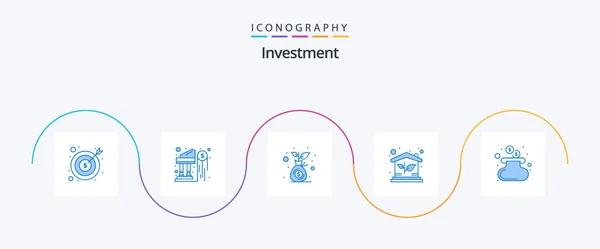 Investment Blue Icon Pack Including Cash Investment Money House Money — Stok Vektör