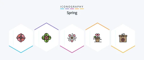 Spring Filledline Icon Pack Including Flower Spring Box Spring — Image vectorielle
