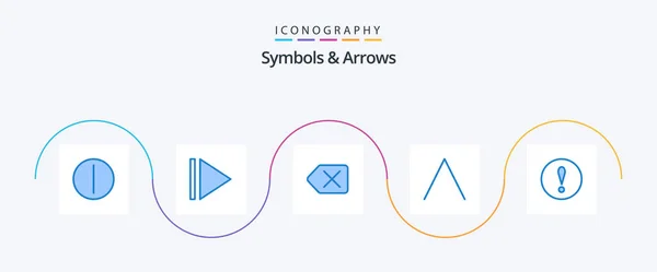 Symbols Arrows Blue Icon Pack Including Top Warning — Archivo Imágenes Vectoriales
