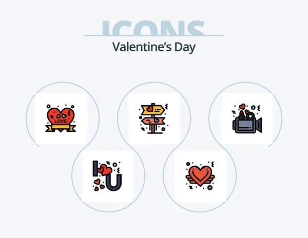 Valentines Day Line Filled Icon Pack Icon Design Dating Memory — Διανυσματικό Αρχείο