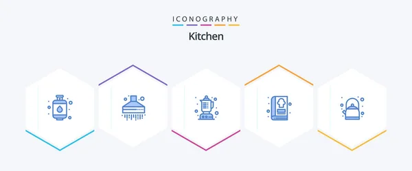 Kitchen Blue Icon Pack Including Tea Kitchen Pot Kitchen — Vector de stock
