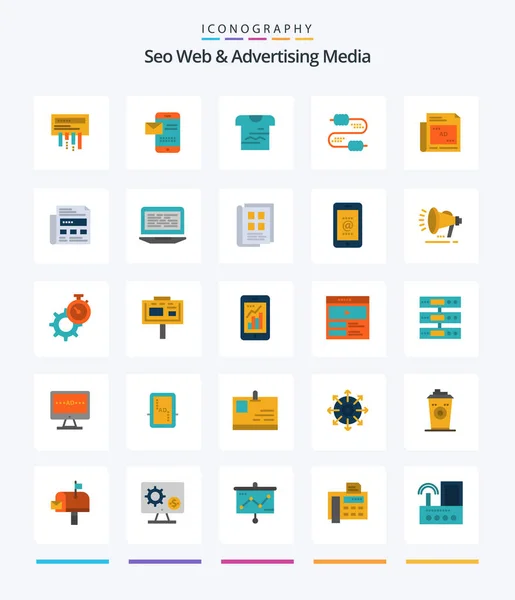 Creative Seo Web Advertising Media Flat Icon Pack Newspaper Joint — 图库矢量图片