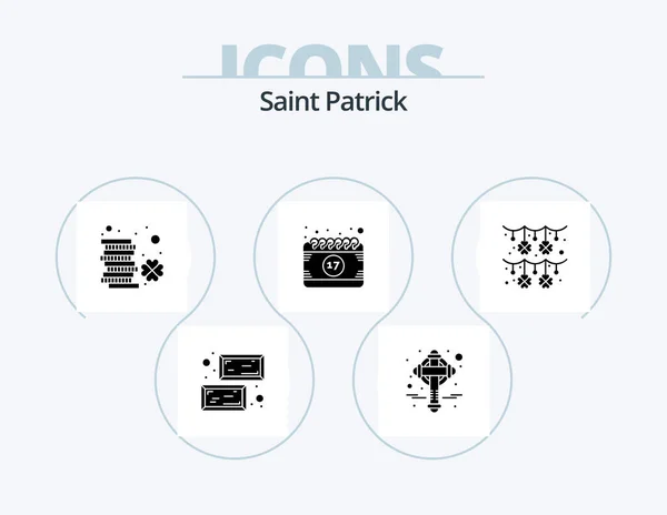 Saint Patrick Glyph Icon Pack Icon Design Shamrock Event Coin — Stok Vektör