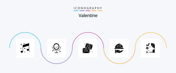 Valentine Glyph Icon Pack Including Love Love Merroir Day Valentine — Vetor de Stock