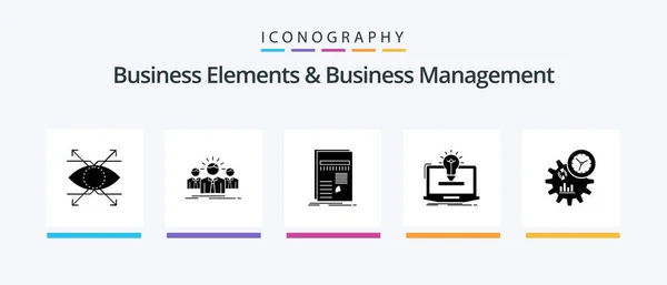 Business Elements Business Managment Glyph Icon Pack Including Bulb Solution — Stockový vektor