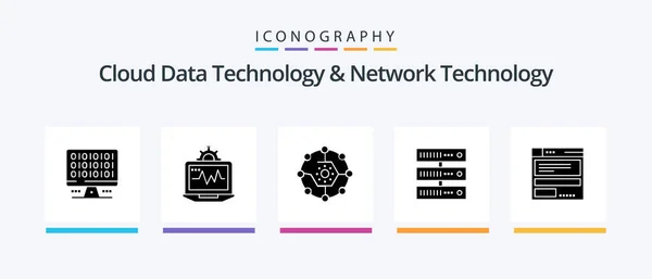 Cloud Data Technology Network Technology Glyph Icon Pack Including File — 图库矢量图片