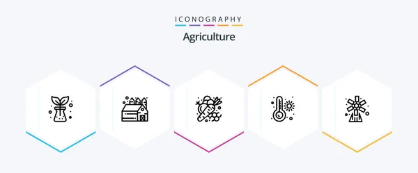 Agriculture Line Icon Pack Including Nature Farming Farm Agriculture Temperature — Wektor stockowy