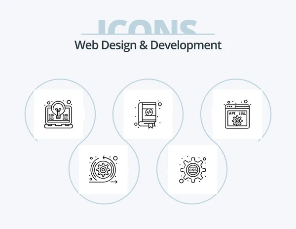 Web Design Development Line Icon Pack Icon Design Analysis Web — Stockový vektor
