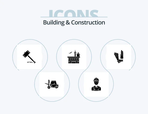 Building Construction Glyph Icon Pack Icon Design Conveyance Legal Repair — Wektor stockowy