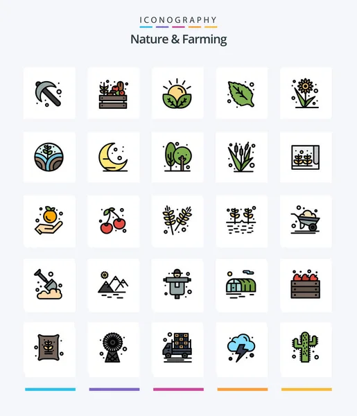 Creative Nature Farming Line Filled Icon Pack Flower Leaf Agriculture — Stock vektor