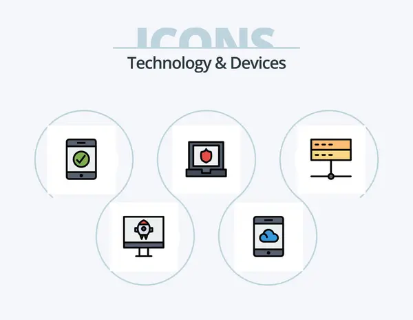 Devices Line Filled Icon Pack Icon Design Technology Video Radio — 图库矢量图片