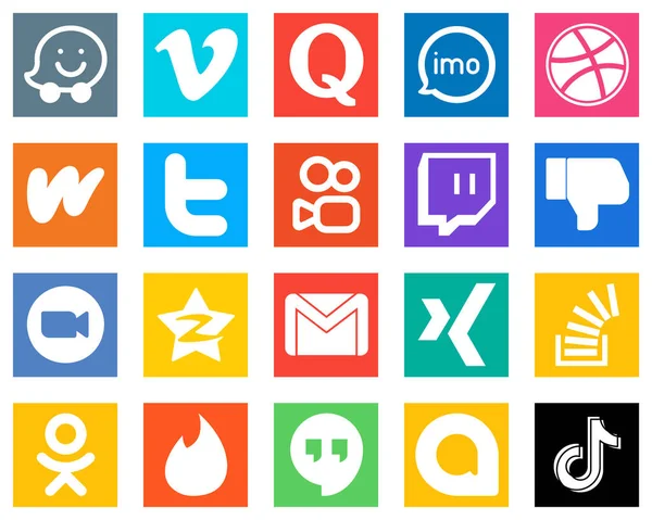Social Media Icons Every Platform Facebook Twitch Kuaishou Twitter Icons — Stockvector