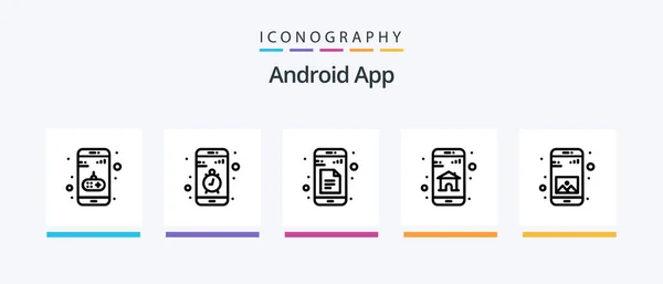 Android App Line Icon Pack Including App App Interaction Application — Stock Vector