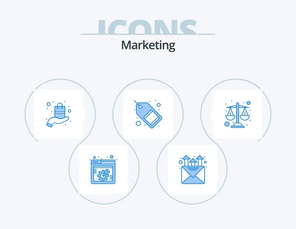 Marketing Blue Icon Pack Icon Design Justice Sale Tag Presentation — Vetor de Stock