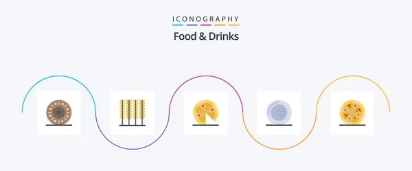 Food Drinks Flat Icon Pack Including Pizza Pizza Fast Food — Stok Vektör