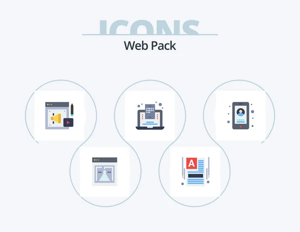 Web Pack Flat Icon Pack Icon Design Mobile Web Blogging — Image vectorielle