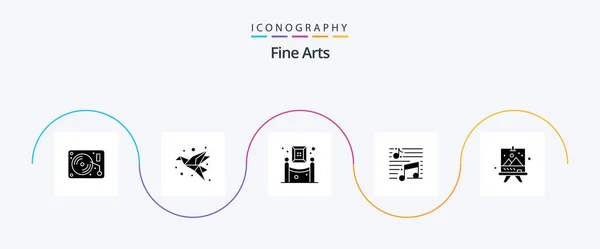 Fine Arts Glyph Icon Pack Including Sound Note Paper Musical — Wektor stockowy