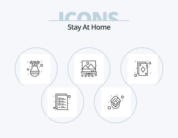 Stay Home Line Icon Pack Icon Design Content Tutorials Tea — Vector de stock