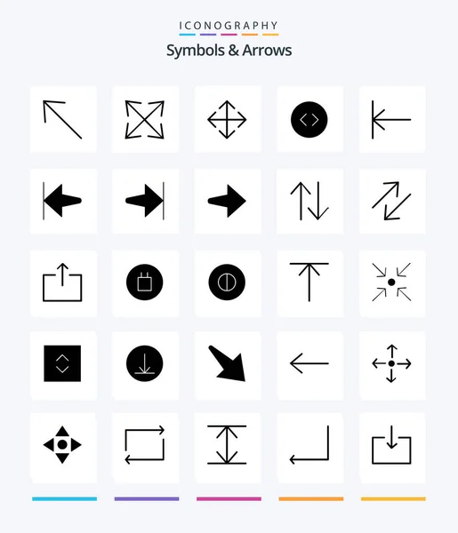 Creative Symbols Arrows Glyph Solid Black Icon Pack Finish Arrow — Vetor de Stock