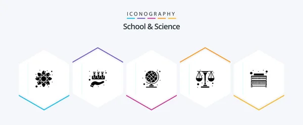 School Science Glyph Icon Pack Including Knowledge Education Study Physic — Stockvector