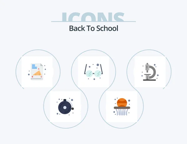 Back School Flat Icon Pack Icon Design Microscope Education Education — Stock vektor